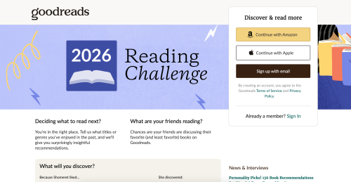 Create or log in to a Goodreads account